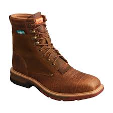 Men's Twisted X  Cognac Waterproof Cell Stretch Square Composite Toe Lace Up Work Boot EH TX-MXALW01