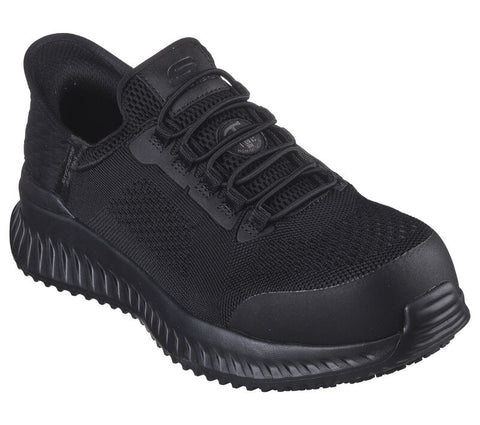 Men's Skechers Black Composite Toe Slip-Ins Tilido Fletchit Work Shoe SK200206 EH