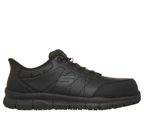 Skecher Men's Slip-In Nampa - Norem Safety Toe SK200454BLK Slip Resistant