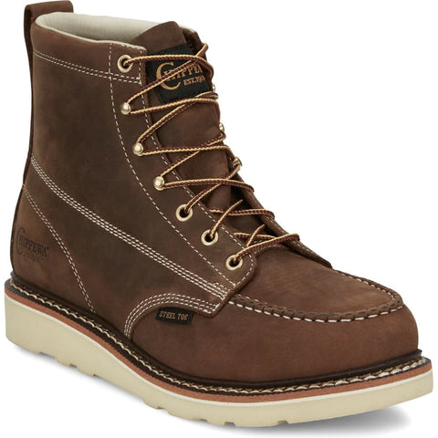 Men's Chippewa Edge Walker 6" Steel Toe Lace Up Work Boot -Brown- ED5321