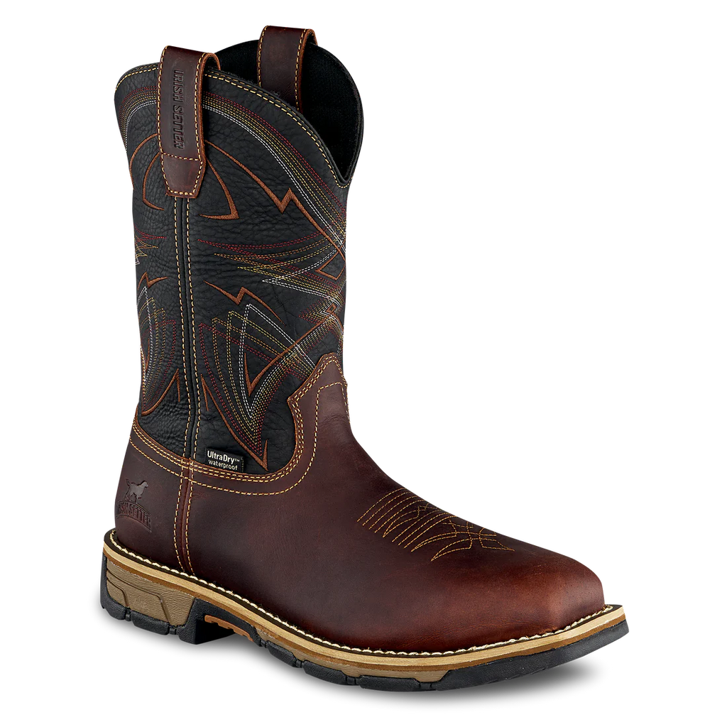 Irish Setter Mens Marshall ISW83938 11-Inch Waterproof Leather Pull-On Boot Steel Toe Safety Toe EH