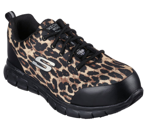 Skechers Women's Athletic Safety Toe SK108083LPP Leopard Print