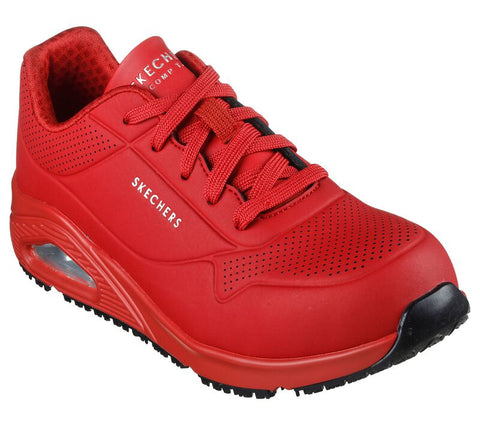 Skechers Women's Uno Composite Toe Safety Toe Red Athletic Work Shoe 108101-Red