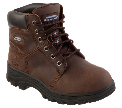 Skechers Womens 6" Safety Toe (Steel Toe) Work Boot Workshire Peril St SK76561CDB EH Memory Foam Insole